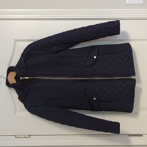 Cole Haan Quilted Barn Jacket with Hood, Dark Navy, Size XS